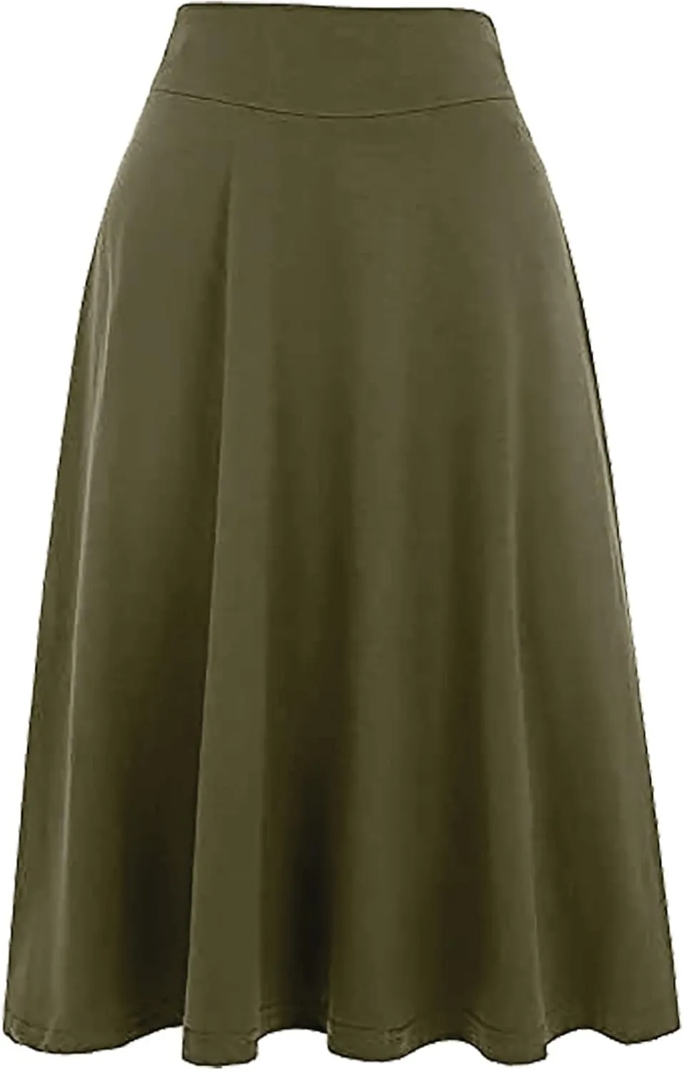 Women Midi Skirt High Waisted Zipper Solid Color Casual Flowy Knee Length Beach Skirts Ladies Summer Work Outfit