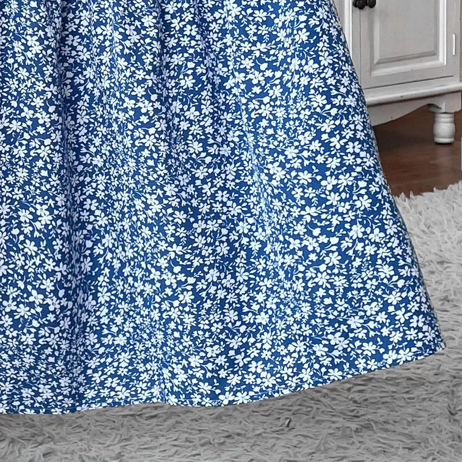 Women Summer Boho Floral Smocked Elastic High Waist Flowy Swing Pleated Maxi Skirts Vacation Print A-Line Long Skirts