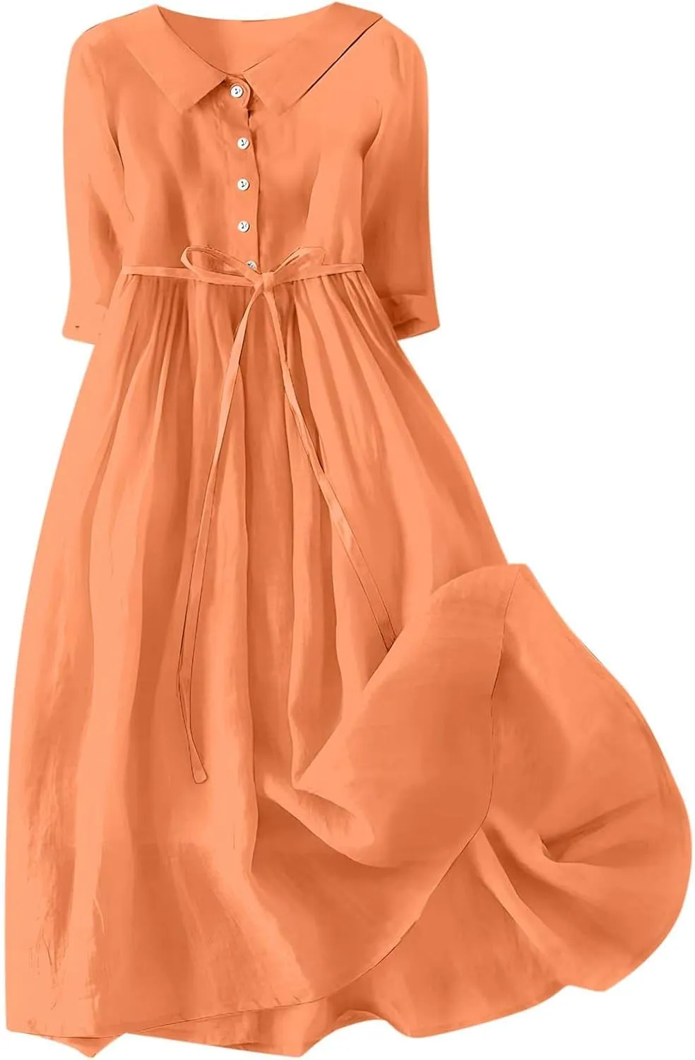 Women Summer Dress Casual 2025 Trendy Lace Up Long Sundress Button Boho Sun Dresses Vacation Beach Flowy Dress