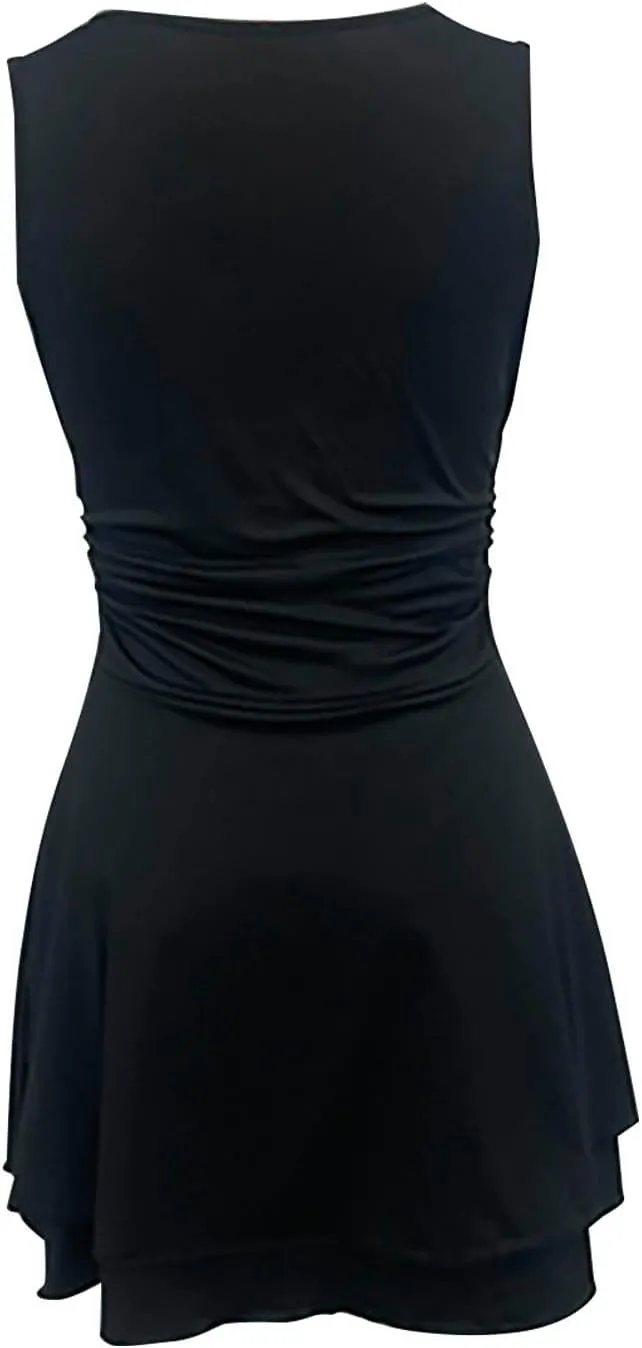Women Summer Mini Dress 2025 Fashion Square Neck Pleated Mini Dresses Casual Fashion Elegant Sexy Ruffle Party Dress