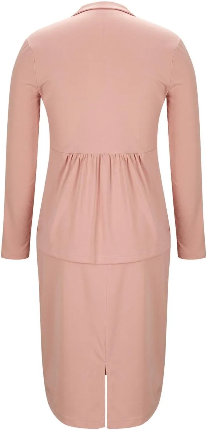 Women Wear to Work Dress 2 Piece Elegant Wrap Blazer Dresses Set Business Casual Long Sleeve Blazer and Pencil Skirt