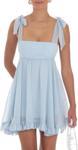 Women Y2k Lace Mini Dress Casual Backless Flowy A-Line Party Short Dress Ruffle Hem Tie Back Going Out Boho Sundress