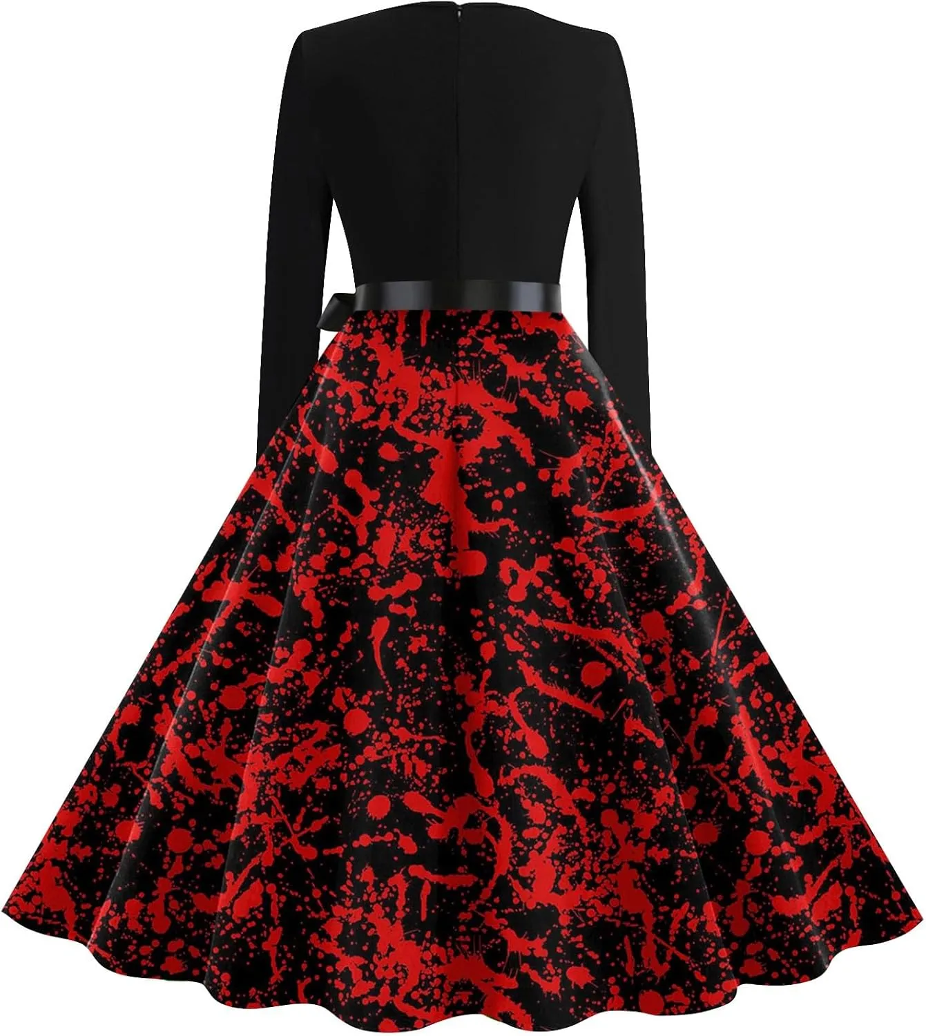 Womens 2024 Casual Long Sleeve Plus Size Fashion Loose Halloween Graphic Printed Vintage Dresses