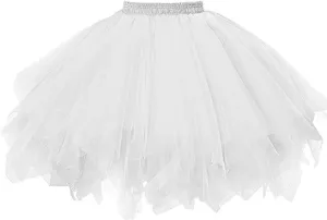 Women's A-Line High Waisted Midi Skirt Women's Festival Tulle Skirts Tutu Skirt Ruffle Solid Layer Skirts Teal