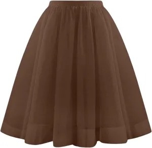 Women's Beach Vacation Clothes Summer Casual Loose Trendy Elastic High Waist Solid Color Party Dance Skirts, S-2XL