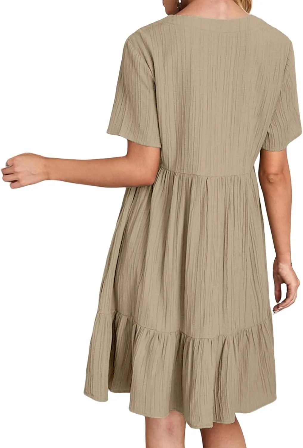 Womens Casual Summer Dresses Flowy Sleeveless Midi Dress Beach Vacation Sundress Ruffle Swing Dress V Neck Comfy