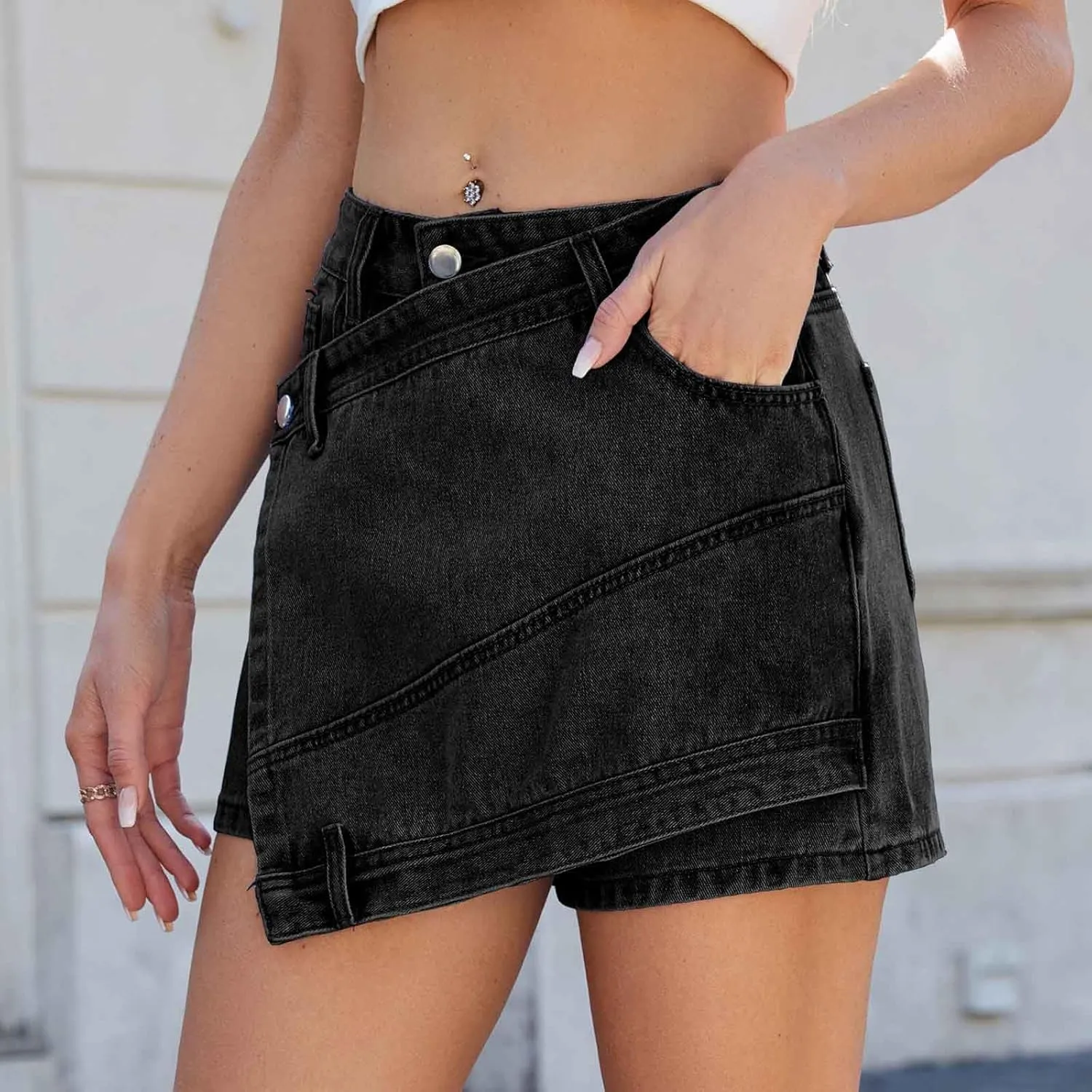 Womens Cowgirl A Line Plain Mini Little Skort for Women Denim Skorts 2025