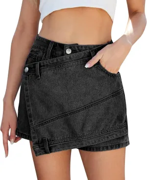 Womens Cowgirl A Line Plain Mini Little Skort for Women Denim Skorts 2025