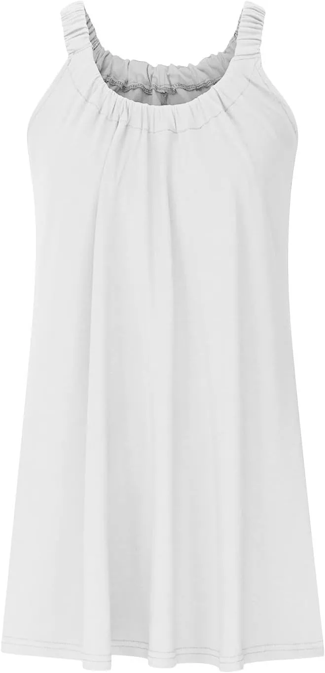 Womens Dresses Simple Solid Color Flared Sundresses Spaghetti Strap Casual Vacation Short Dresses