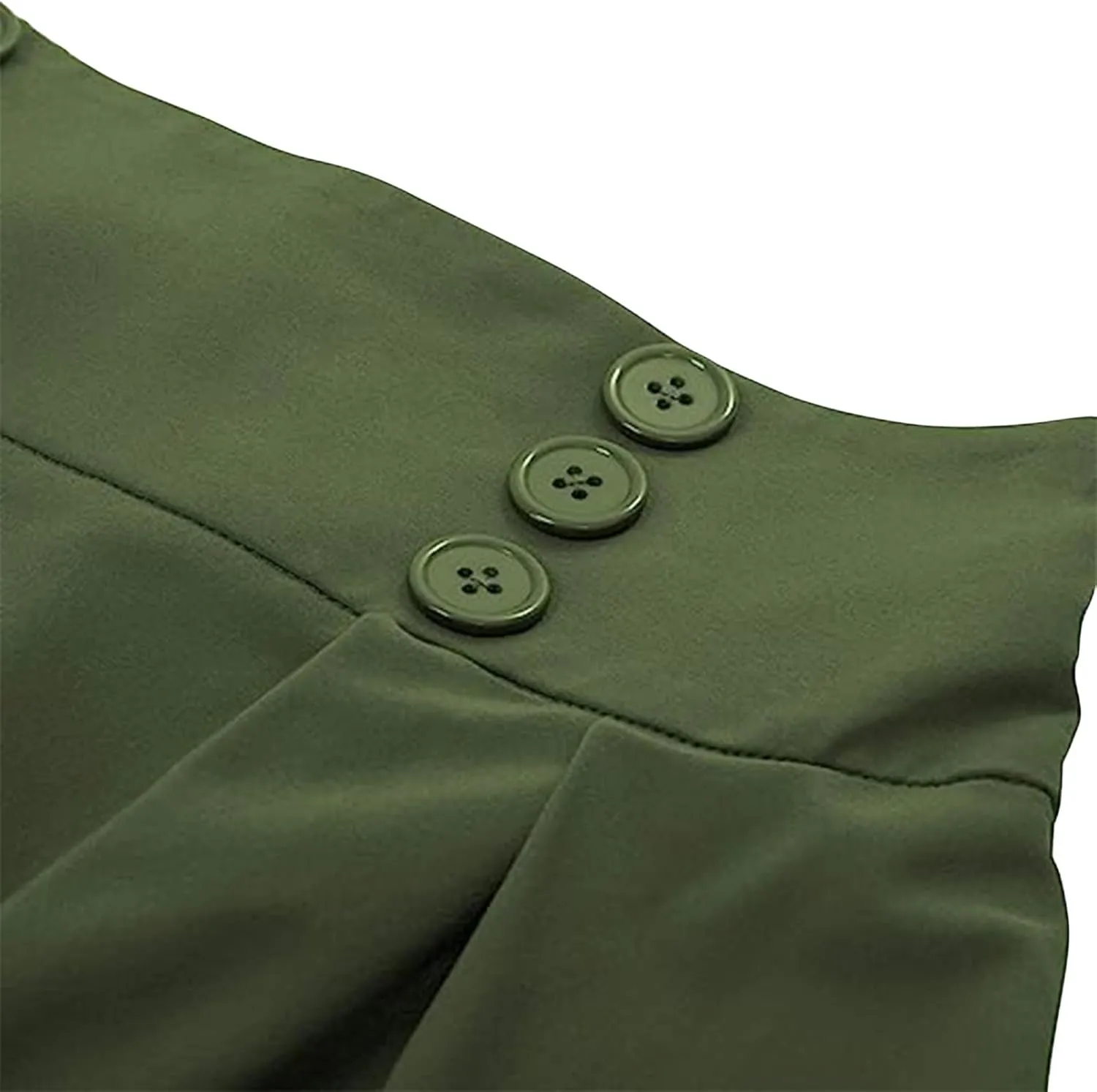 Women's Fall Winter Button Down Pleated Midi Skirt High Elastic Waisted Flowy Long Skirts Casual Solid Color Skirt