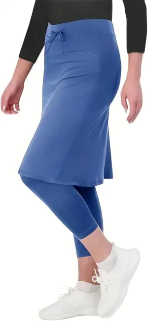 Womens Golf Skirts with Leggings, Knee Length Tennis Skorts with Pockets Stretchy Waisted Long Skorts with Yoga Pants