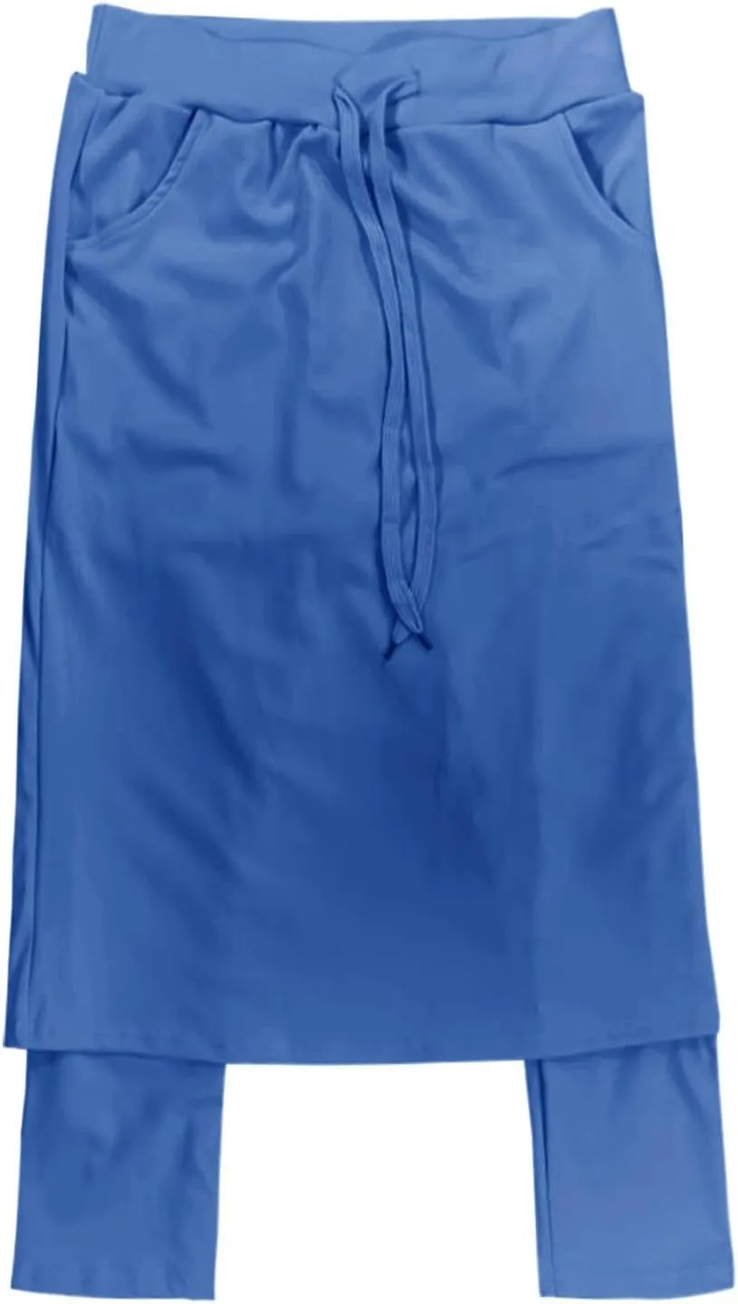 Womens Golf Skirts with Leggings, Knee Length Tennis Skorts with Pockets Stretchy Waisted Long Skorts with Yoga Pants