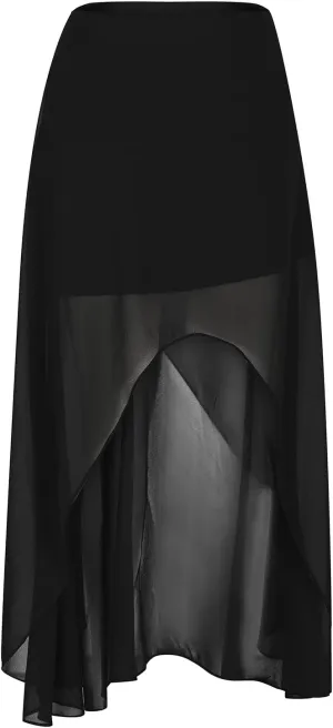 Women's High Low Hem Formal Skirt Summer High Waist Wrap Flowy Midi Skirts Elegant Plain Prom Party A-Line Skirt