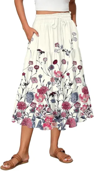 Women's High Waisted Maxi Skirts Flowy Summer Skirt for Women Bohemian A-Line