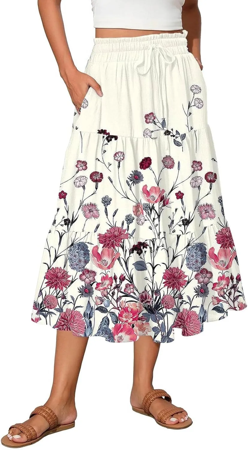 Women's High Waisted Maxi Skirts Flowy Summer Skirt for Women Bohemian A-Line