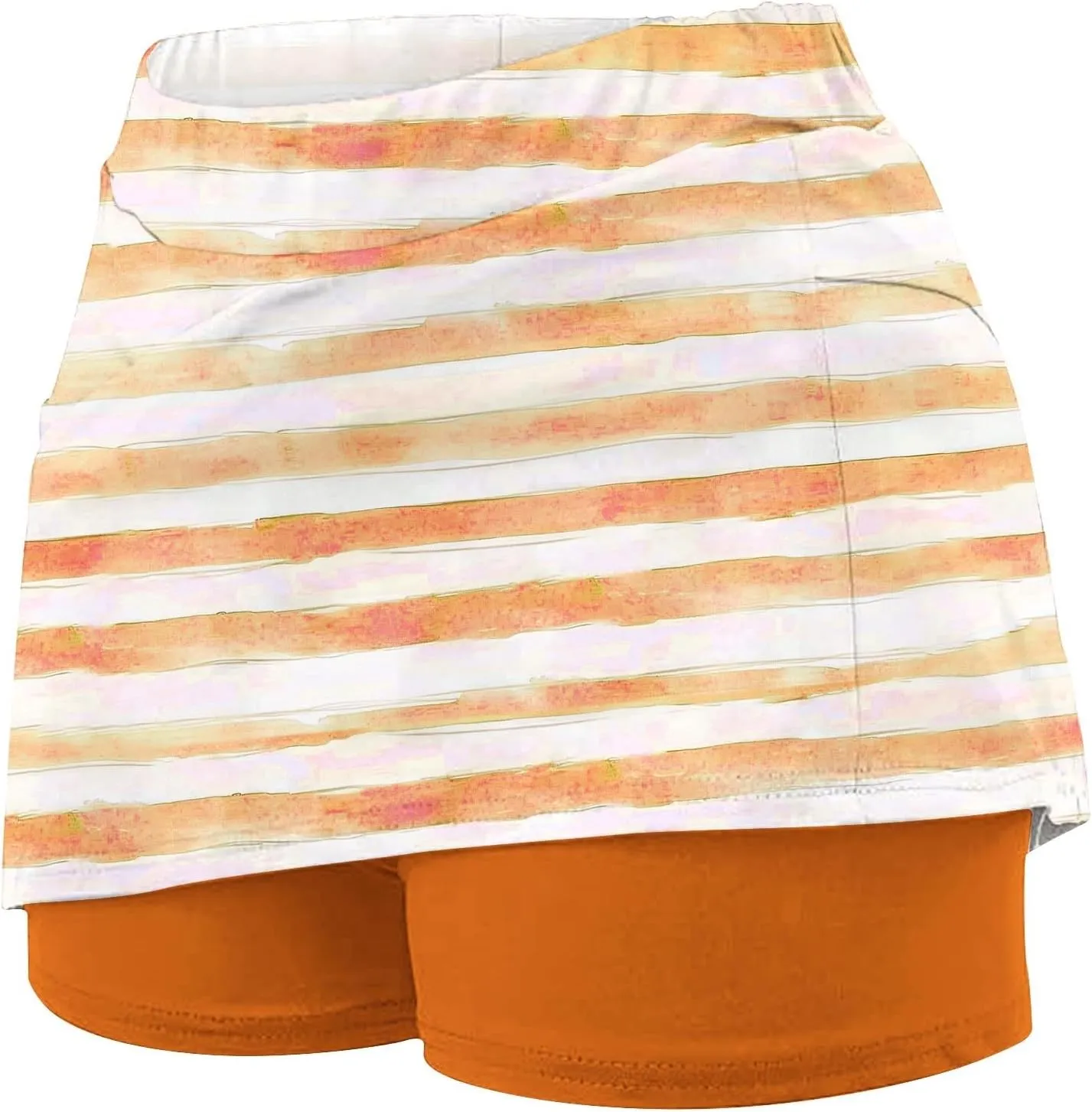 Women's High Waisted Tennis Skirts Striped Color Block Athletic Golf Skorts with Built in Shorts Workout Skirt