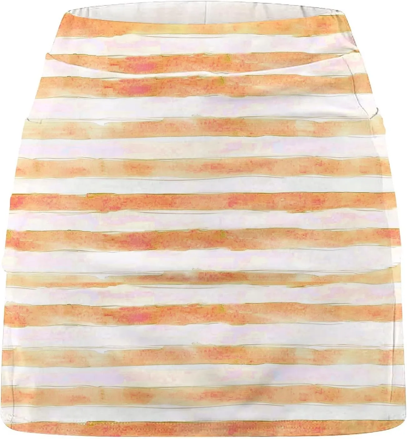 Women's High Waisted Tennis Skirts Striped Color Block Athletic Golf Skorts with Built in Shorts Workout Skirt