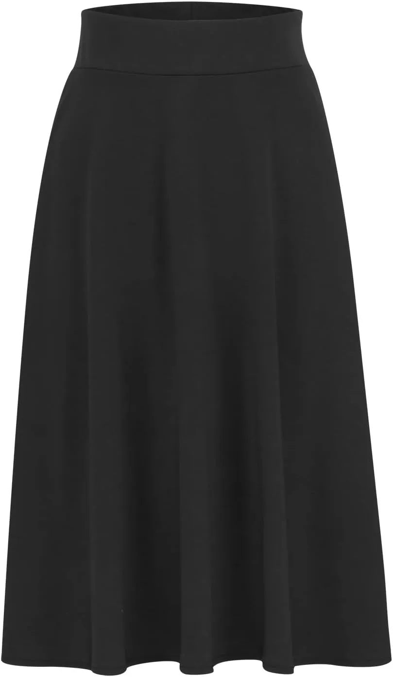 Women's Lightweight A Line Business Skirts High Waisted Comfy Flared Knee Length Skirt Stretch Work Dress