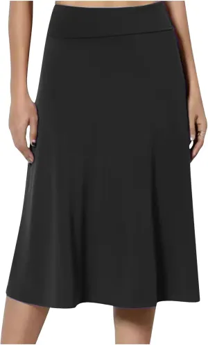 Women's Lightweight A Line Business Skirts High Waisted Comfy Flared Knee Length Skirt Stretch Work Dress