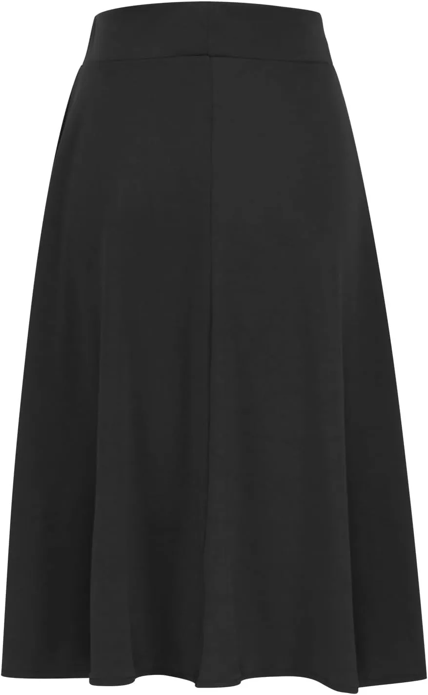Women's Lightweight A Line Business Skirts High Waisted Comfy Flared Knee Length Skirt Stretch Work Dress