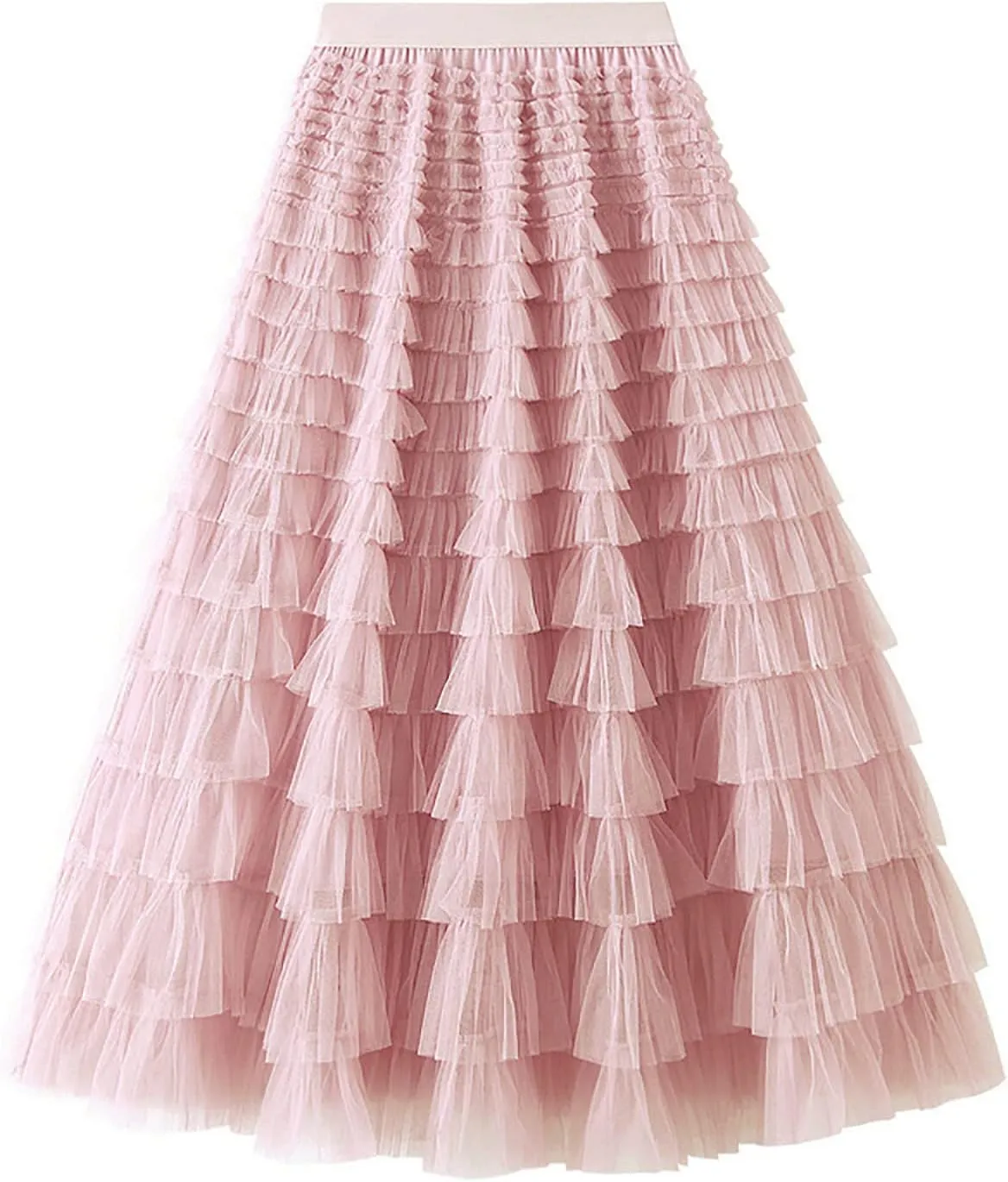 Women's Long Maxi Tulle Skirts A Line Ruffle High Waisted Tiered Layered Mesh Tutu Skirt Petticoat Costumes