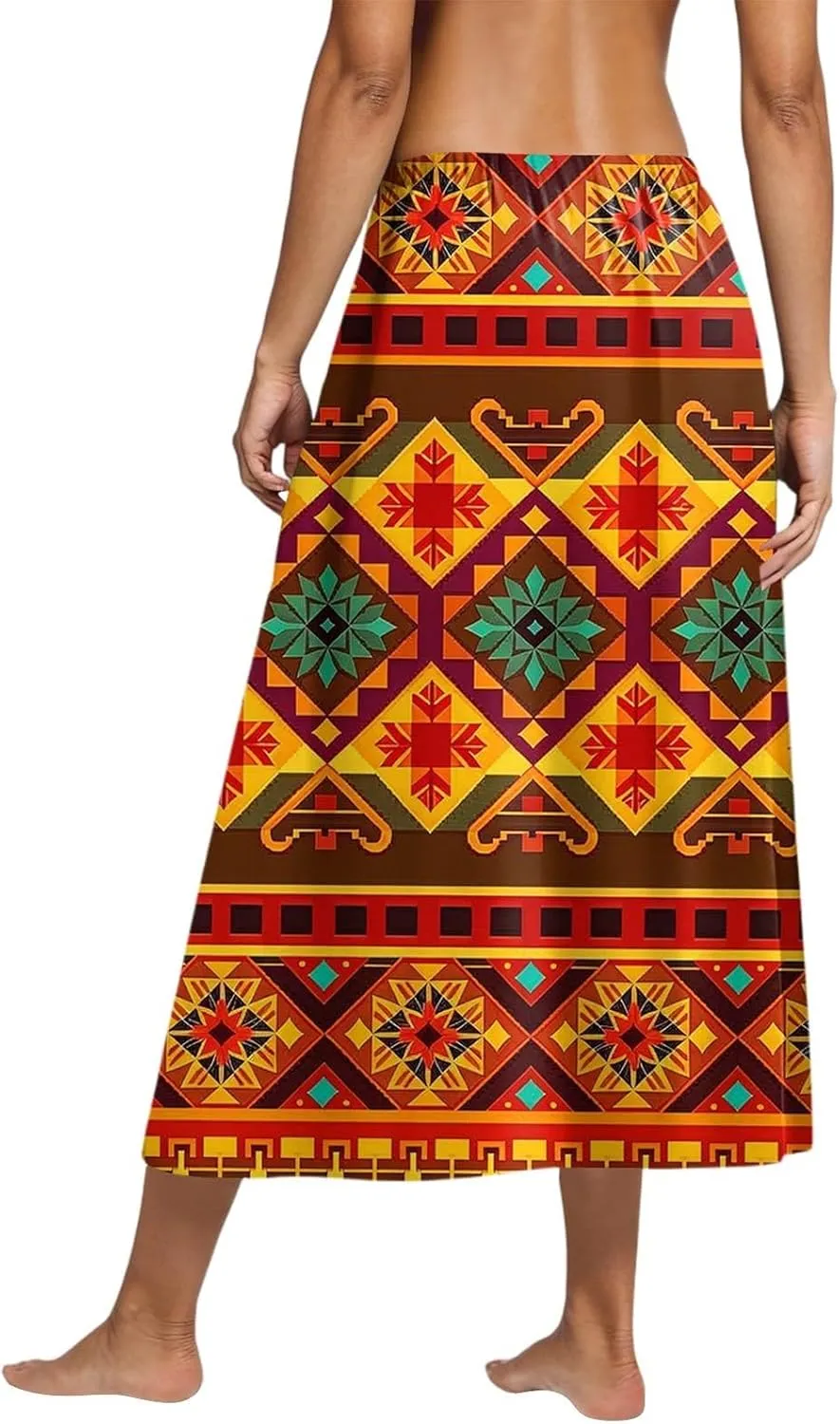 Women's Midi Boho Floral Skirts Trendy A Line Skirt Comfy Flowy High Elastic Waist Skorts with Pockets