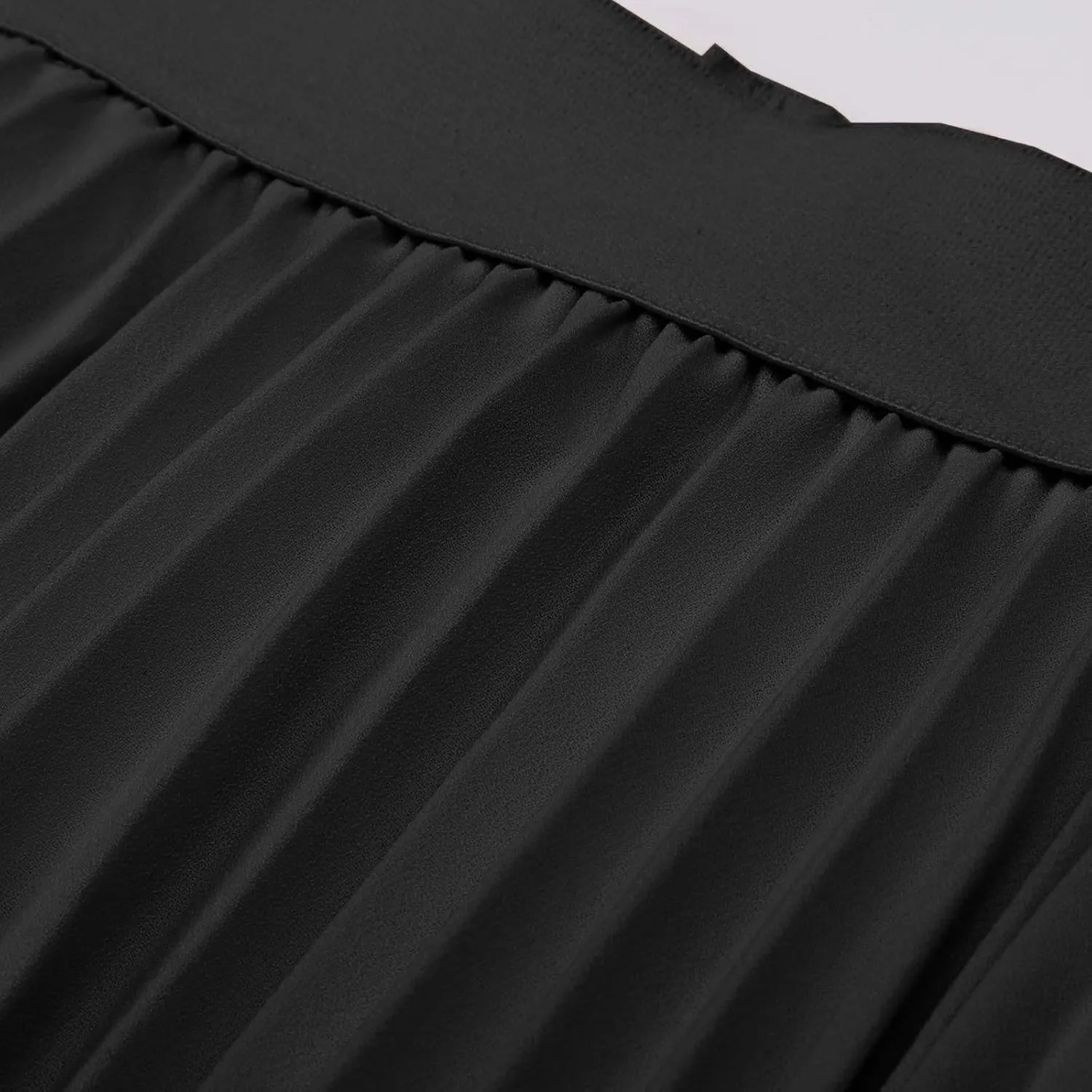 Womens Pleated Skirt Elastic High Waist Midi Skirts A Line Casual Flowy Skirts Knee Length Skirt Vacation Clothing