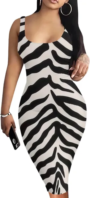 Women's Sexy Bodycon Tank Dress 2024 Summer Sleeveless Basic Midi Club Dress Sundress Beach Dresses