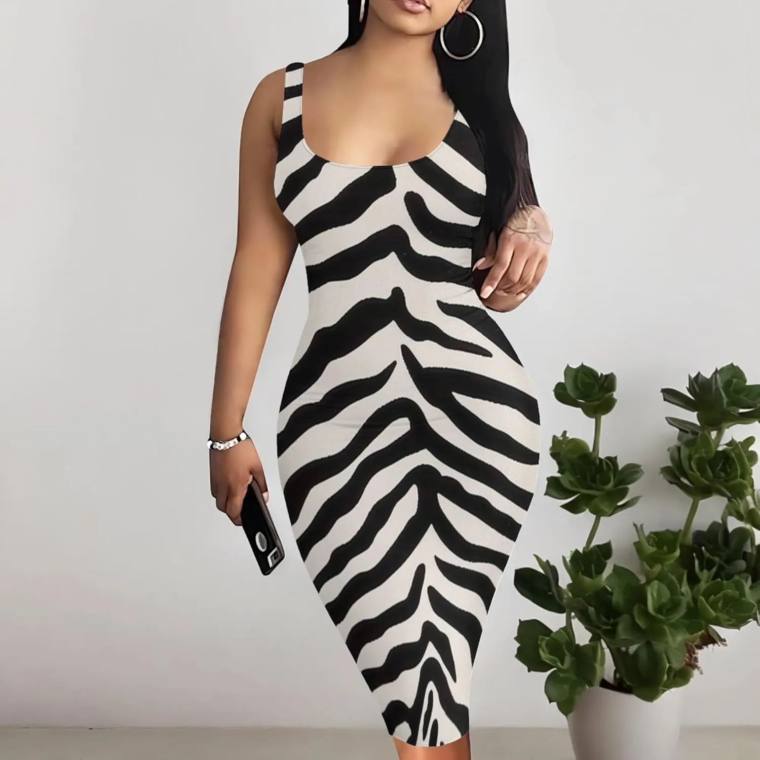 Women's Sexy Bodycon Tank Dress 2024 Summer Sleeveless Basic Midi Club Dress Sundress Beach Dresses