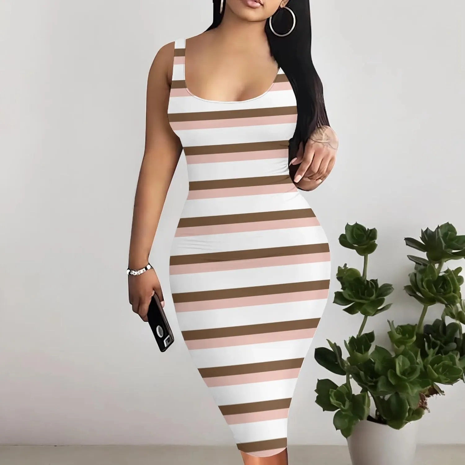 Women's Sexy Bodycon Tank Dress Summer Sleeveless Basic Midi Club Dresses Sundress Beach Dresses