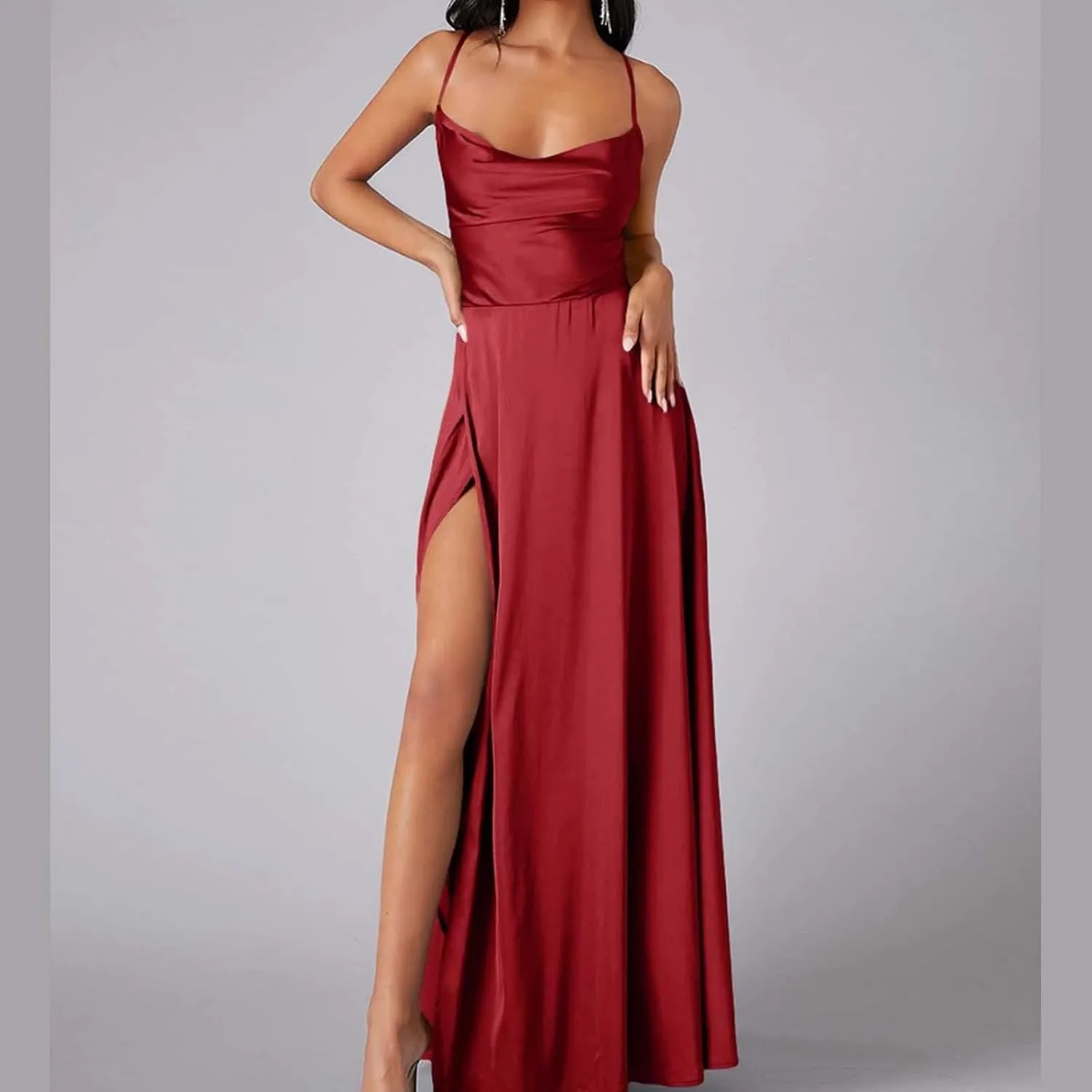 Women's Sexy Lounge Slip Long Dress Elegant Sleeveless Backless Ribbed Bodycon Maxi Dresses Evening Party Slit Long Dresses