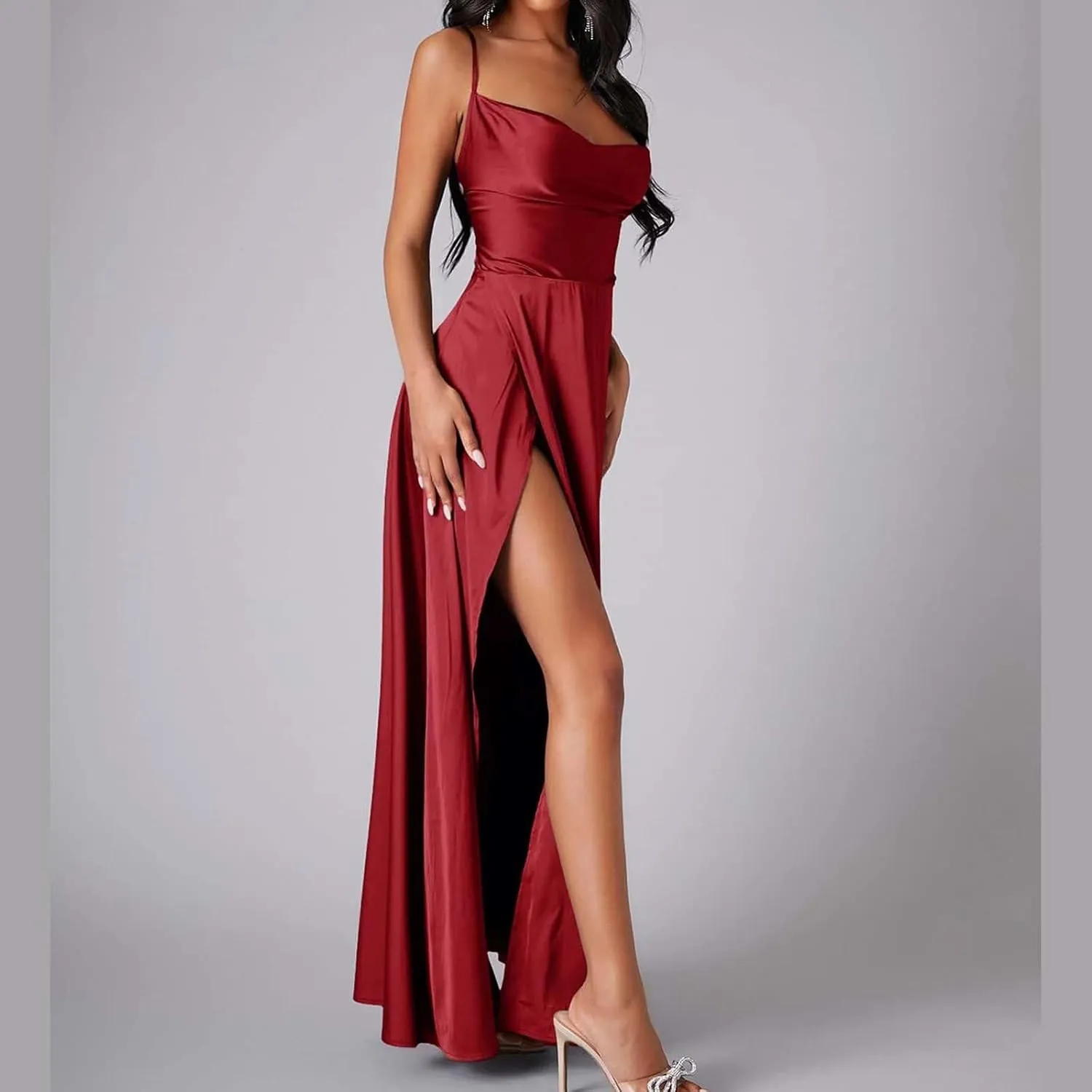 Women's Sexy Lounge Slip Long Dress Elegant Sleeveless Backless Ribbed Bodycon Maxi Dresses Evening Party Slit Long Dresses