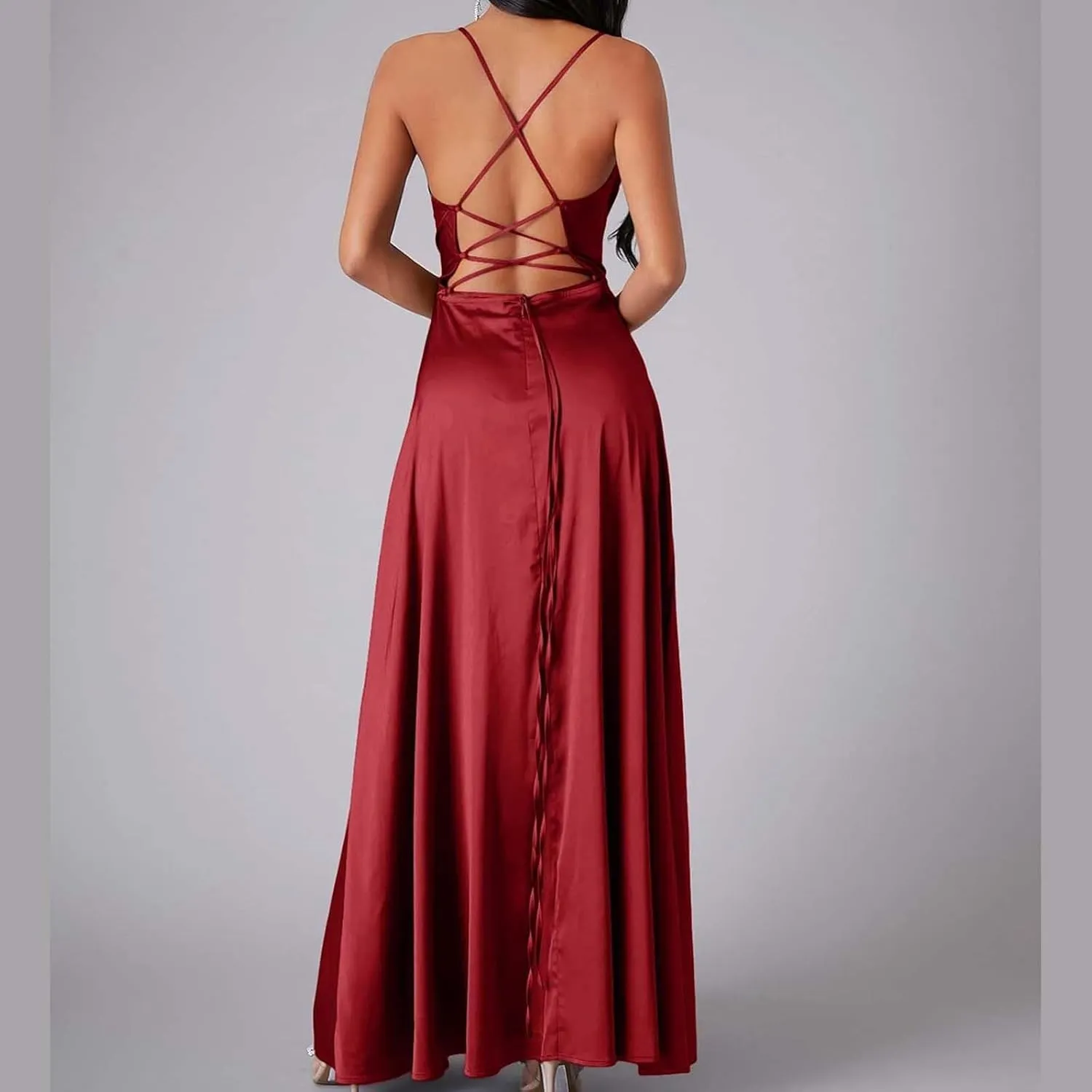 Women's Sexy Lounge Slip Long Dress Elegant Sleeveless Backless Ribbed Bodycon Maxi Dresses Evening Party Slit Long Dresses