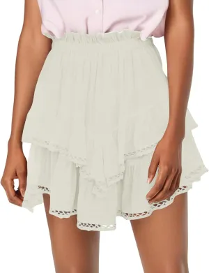 Women's Skater Skirt 2025 Basic Pleated High Waisted Ruffles Flared Cute Mini Skirts, S-2XL