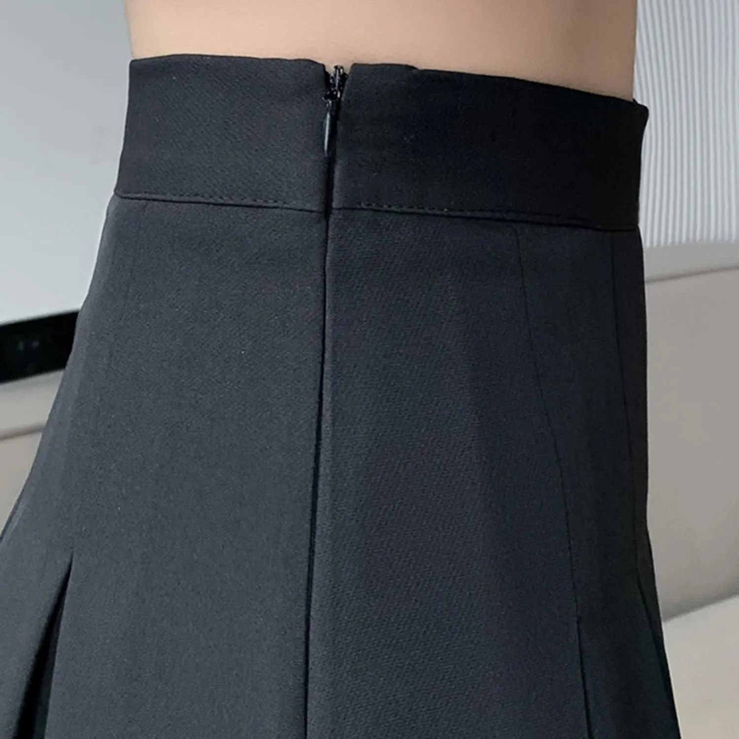 Womens Skirts Front Pleated Stretchy Flared Mini Skater Skirt Vintage A-Line Solid Cheering Skirts for Game Sport