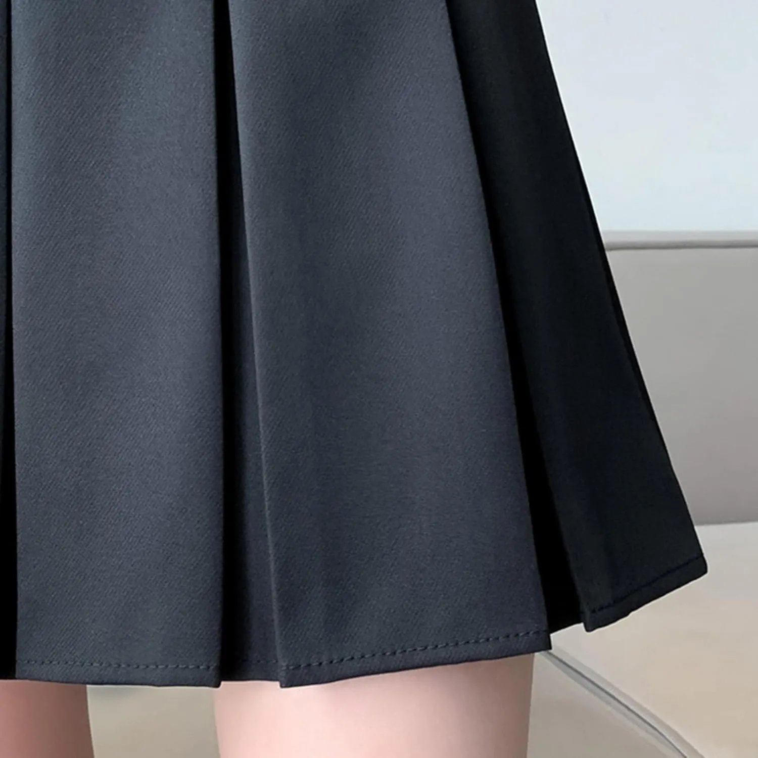 Womens Skirts Front Pleated Stretchy Flared Mini Skater Skirt Vintage A-Line Solid Cheering Skirts for Game Sport