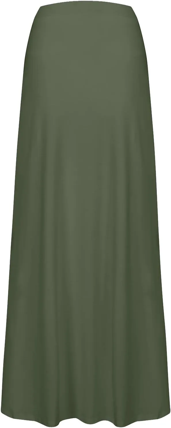 Womens Skirts Midi Length Basic Pleated High Waisted Wrap Ruched Bodycon Trendy Summer Asymmetrical Pencil Skirt
