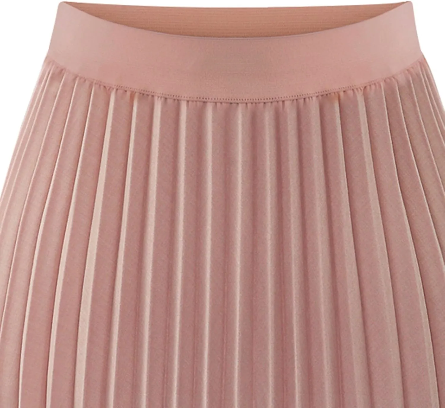 Women's Skirts Trendy Summer Casual Loose Elastic High Waist Solid Color Pleated Sun Beach Midi Skirt, S-XL