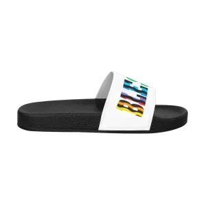 Womens Slides, Flip Flop Sandals, Multicolor Blessed  Print by inQue.Style