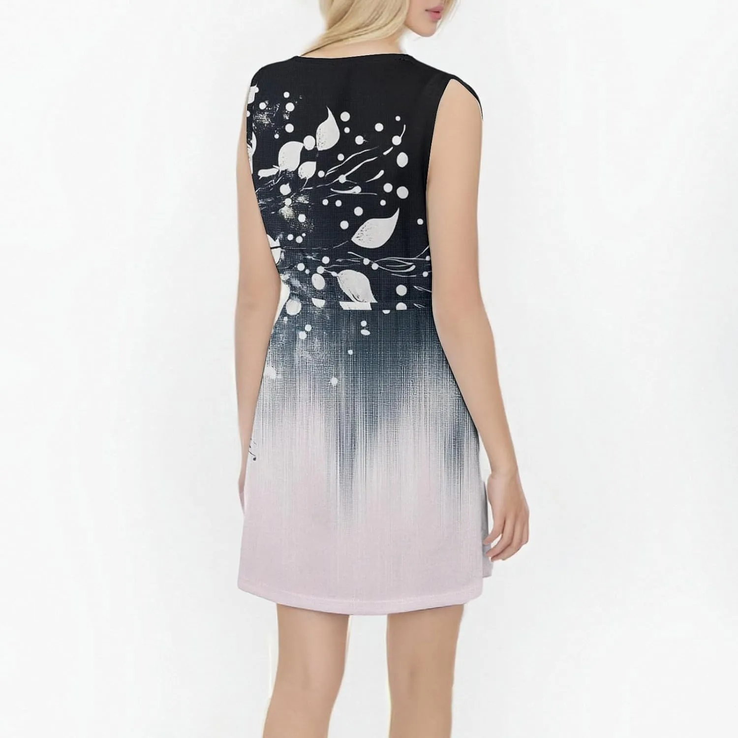 Women's Spring Dresses Sleeveless Trendy Tie Waist Elegant Square Neck Flowy Holiday Loose Fit Midi Dress