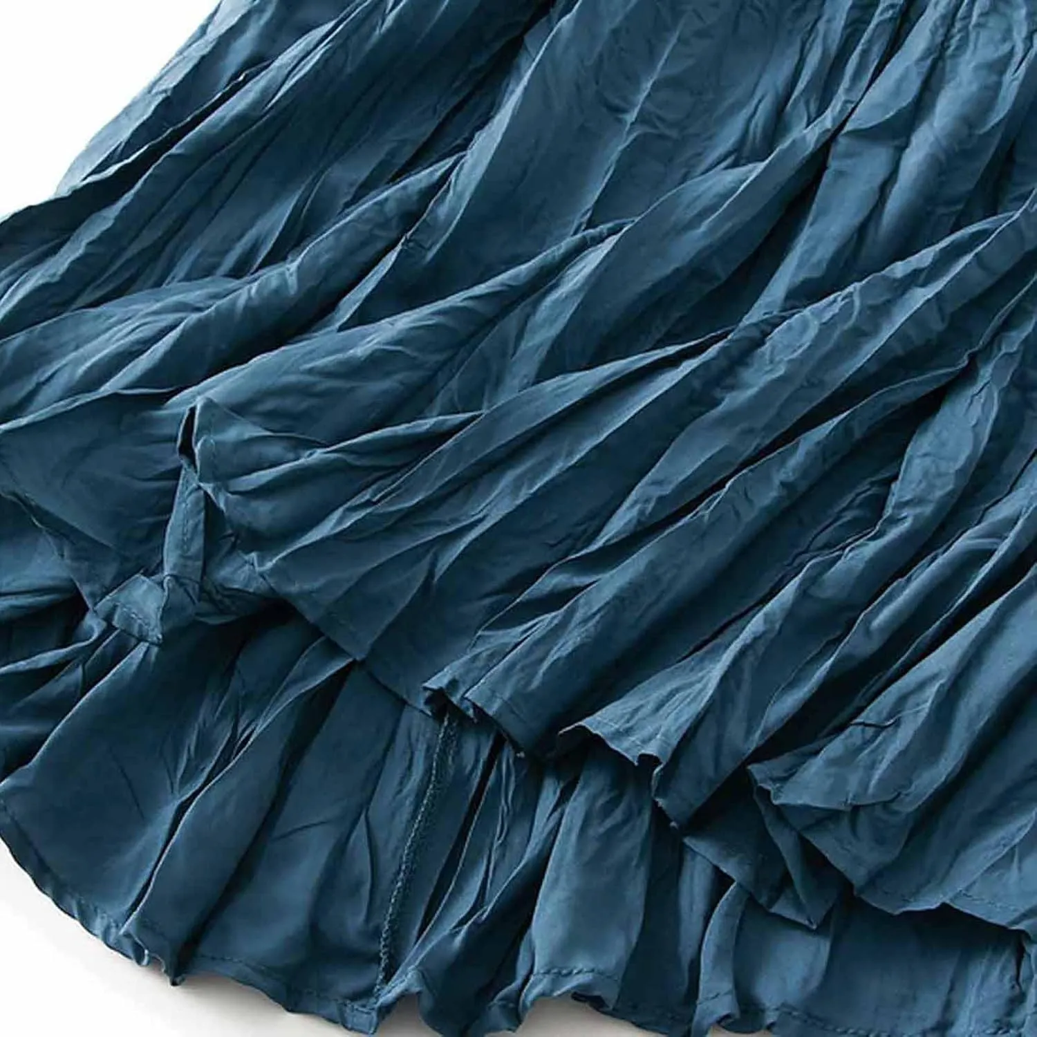 Women's Spring Summer Pleated Skirt Elastic High Waist Midi Skirt Casual Swing Flowy Boho A-Line Skirts Dress One Size