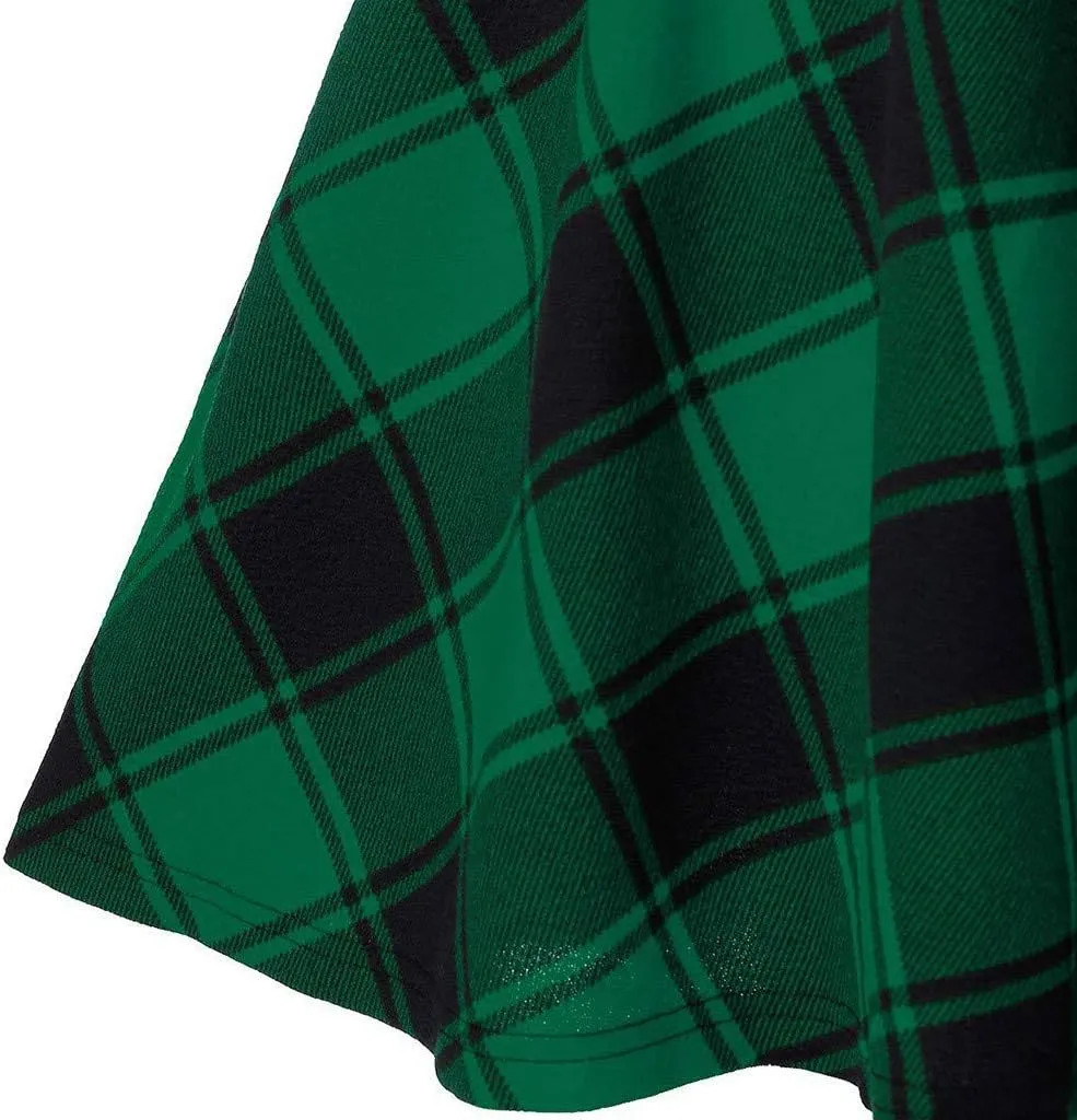 Women's Summer Dresses 2025 Casual Loose Trendy Elastic High Waist Plaid Printed Pleated Sun Beach Skirts, S-2XL