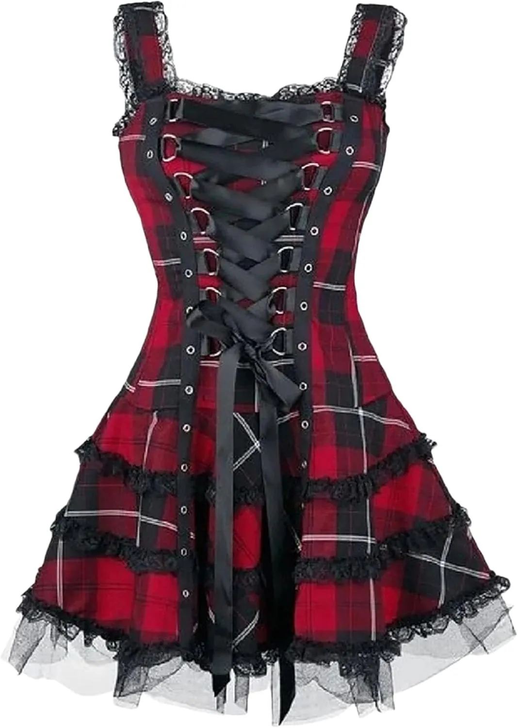 Womens Summer Dresses for Women Gothic Dress Mesh Plus-size Lace Strapless Gothic Clothes for Women Medieval Dress