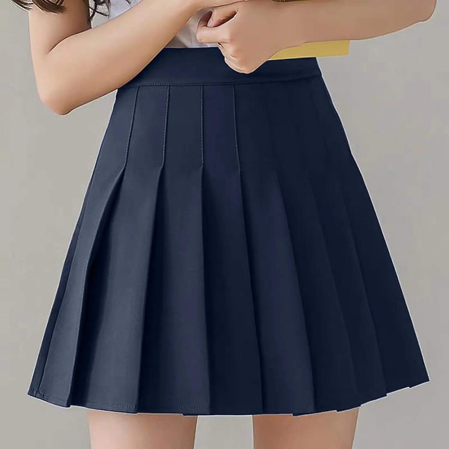 Women's Sundresses 2025 Summer Casual Loose Trendy Elastic High Waist Solid Color Pleated Sun Beach Mini Skirts, XS-3XL