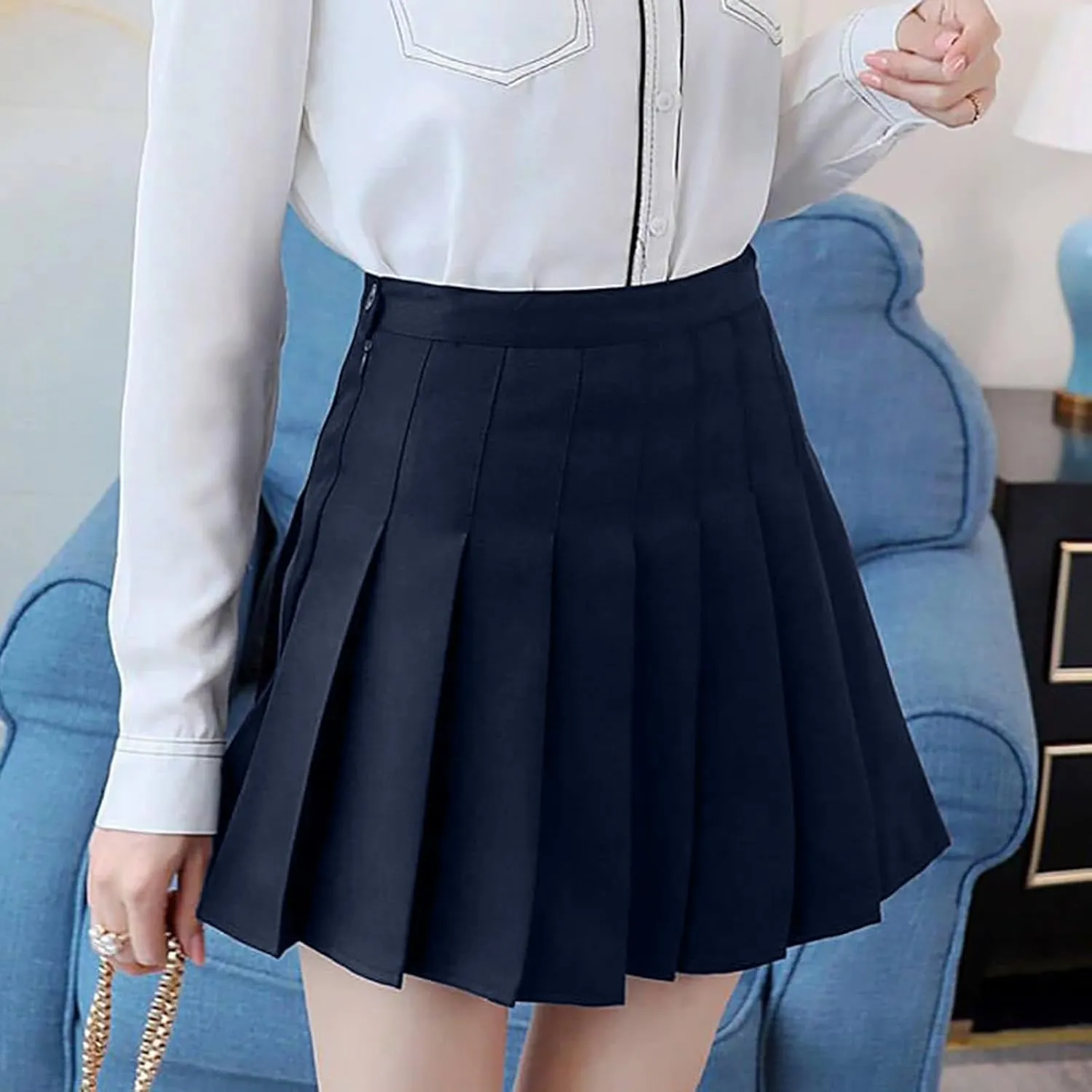 Women's Sundresses 2025 Summer Casual Loose Trendy Elastic High Waist Solid Color Pleated Sun Beach Mini Skirts, XS-3XL