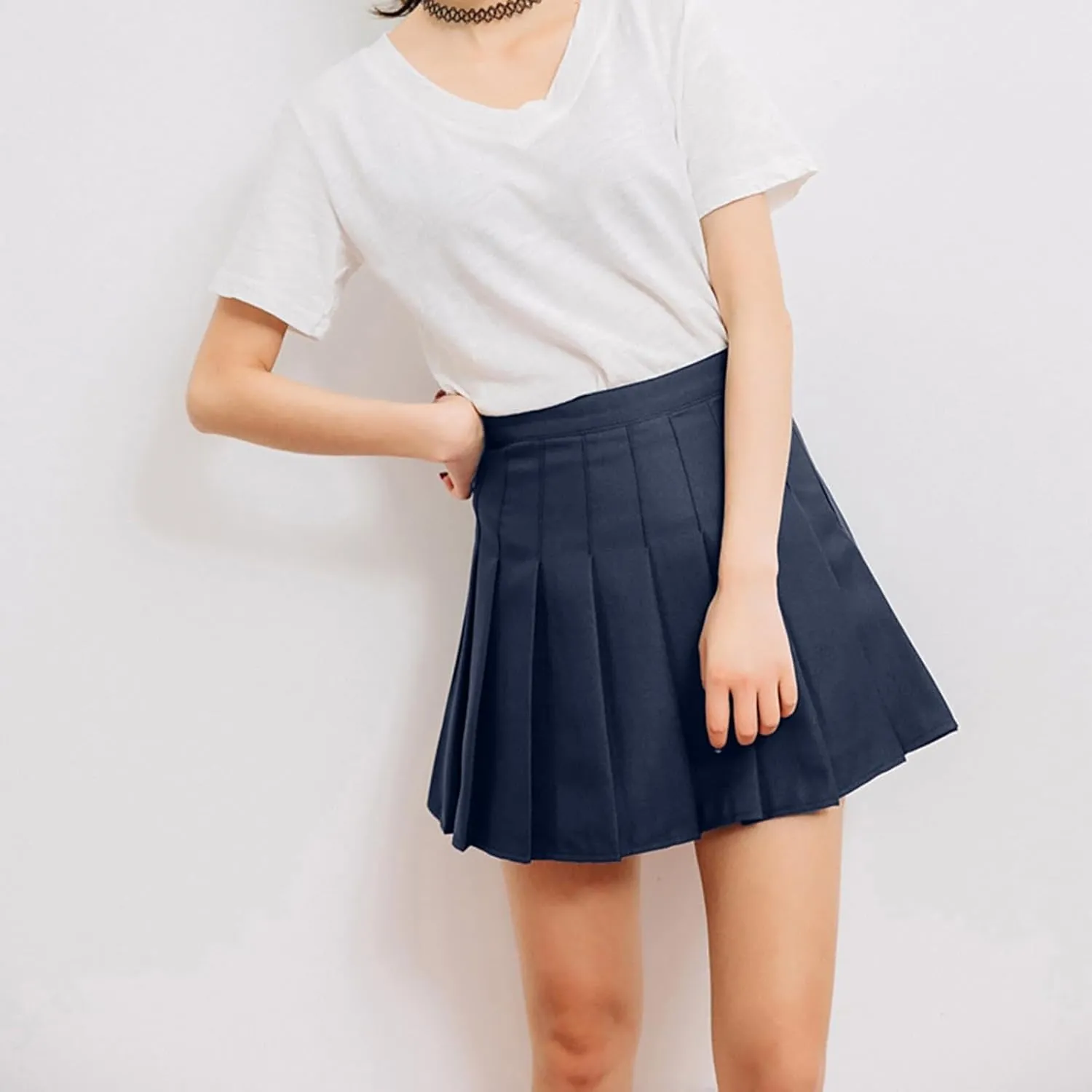 Women's Sundresses 2025 Summer Casual Loose Trendy Elastic High Waist Solid Color Pleated Sun Beach Mini Skirts, XS-3XL