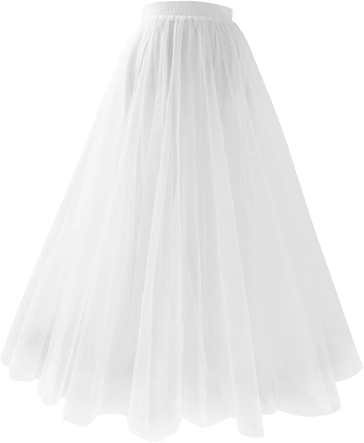 Women's Tiered Layered Mesh Ballet Trim Skirt Prom Party Tulle Tutu A Line Midi Skirt Womens Pleated Cheer Skirts