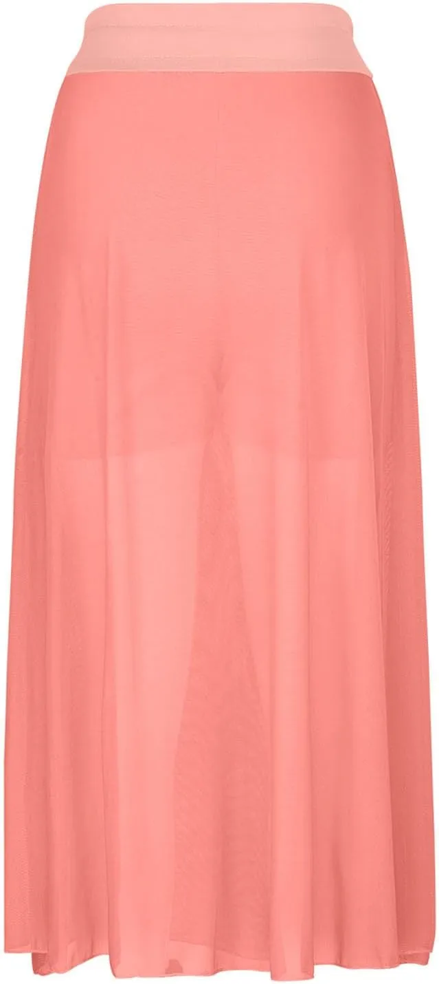Women's Tulle Skirts Midi Elastic High Waist Flowy Pleated A-Line Mesh Party Long Skirts Swing Summer Beach Skirts