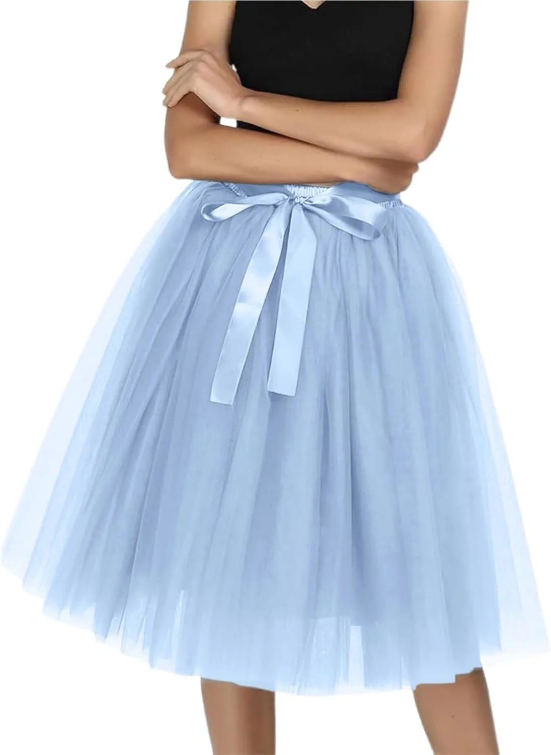 Women's Tutu Skirts,2025 Adult Lolita Midi Skirt Casual Waisted Bow Tie Fairy Skirt A-line Tulle Skirt Petticoat Skirt
