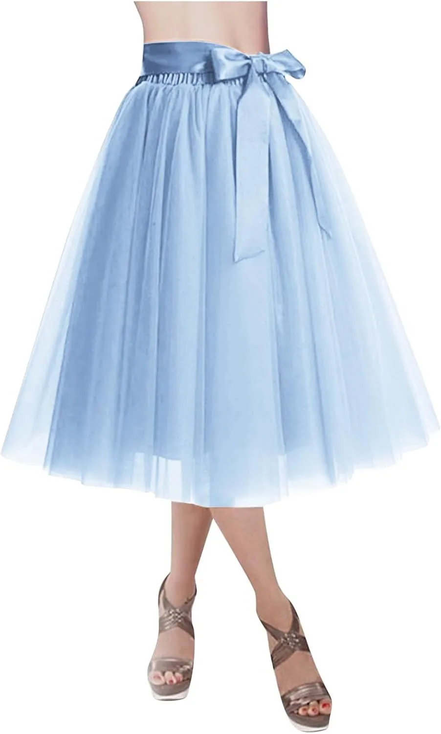 Women's Tutu Skirts,2025 Adult Lolita Midi Skirt Casual Waisted Bow Tie Fairy Skirt A-line Tulle Skirt Petticoat Skirt